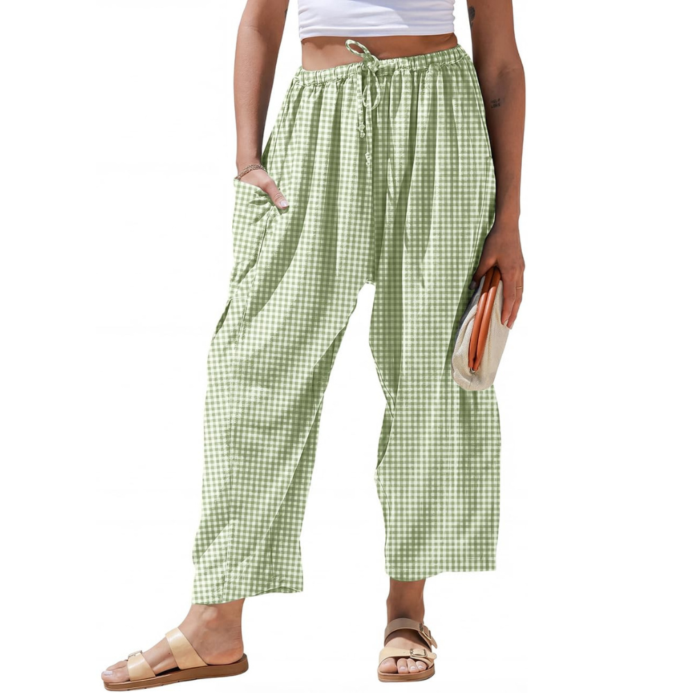 Striped Drawstring Palazzo Pants With Pockets