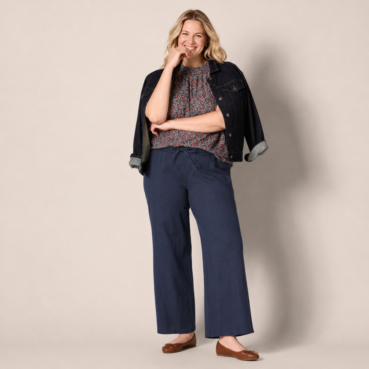 Casual Loose Fit Wide Length Pants With Drawstring For Women