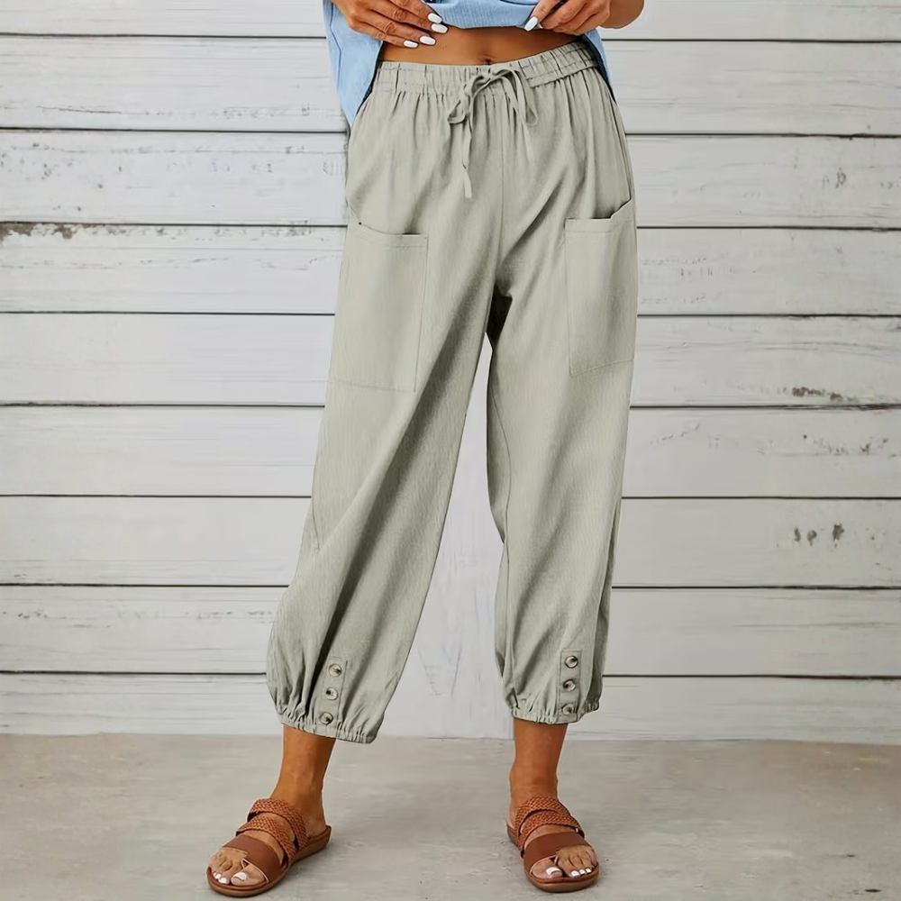 Casual Loose Drawstring Capri Pants For Women
