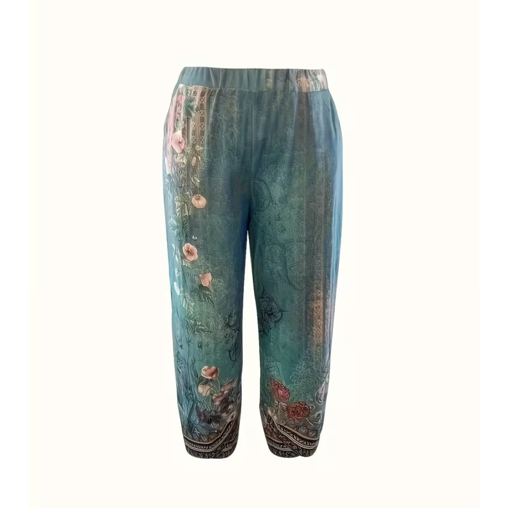 Vintage Themed Floral Capri Pants For Women