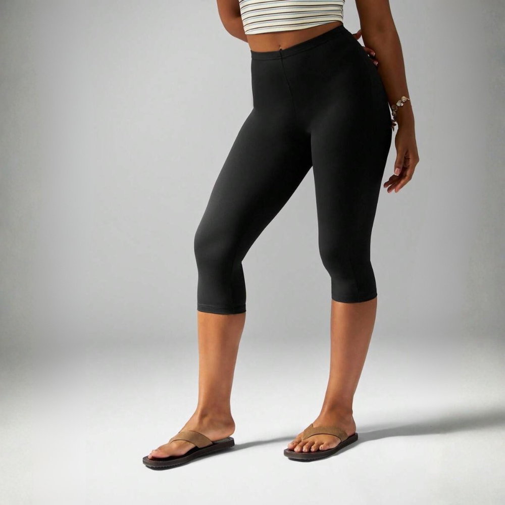 High Rise Compression Capri Workout Leggings For Women