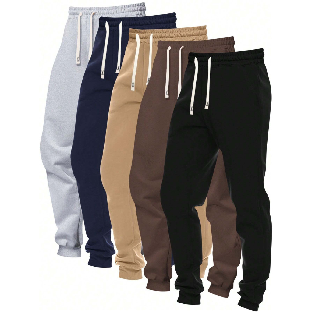5 Pieces Minimalist Jogger Sport Pants With Drawstring For Men