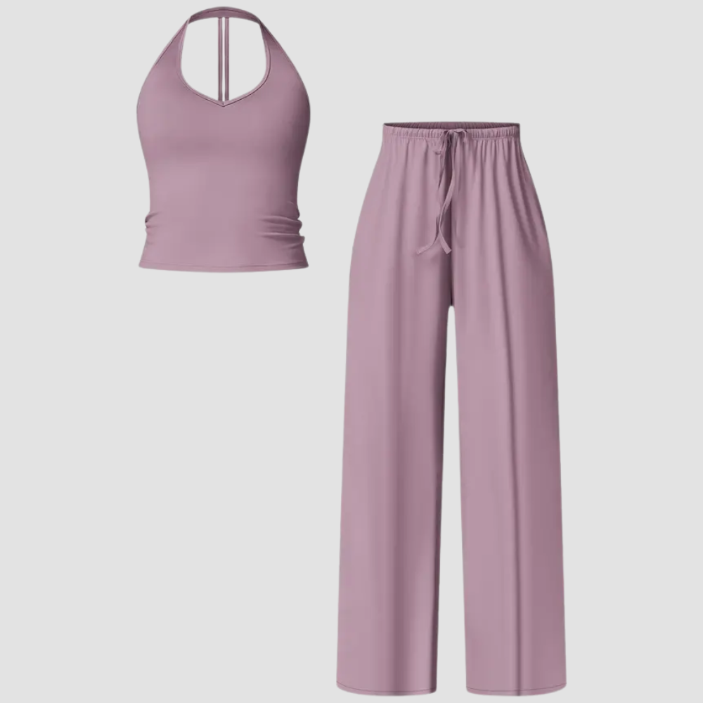 Womens Quick Dry Tank High Waisted Bell Bottom Set