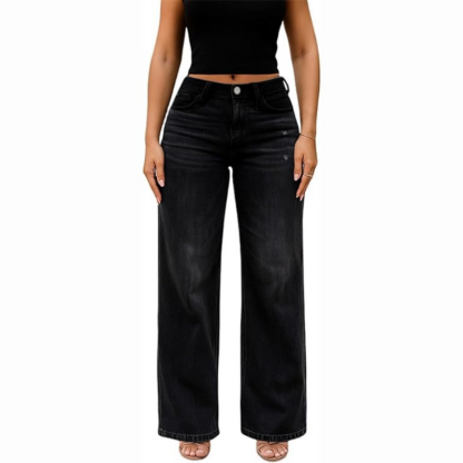 Mid Rise Wide Style Baggy Jeans For Women