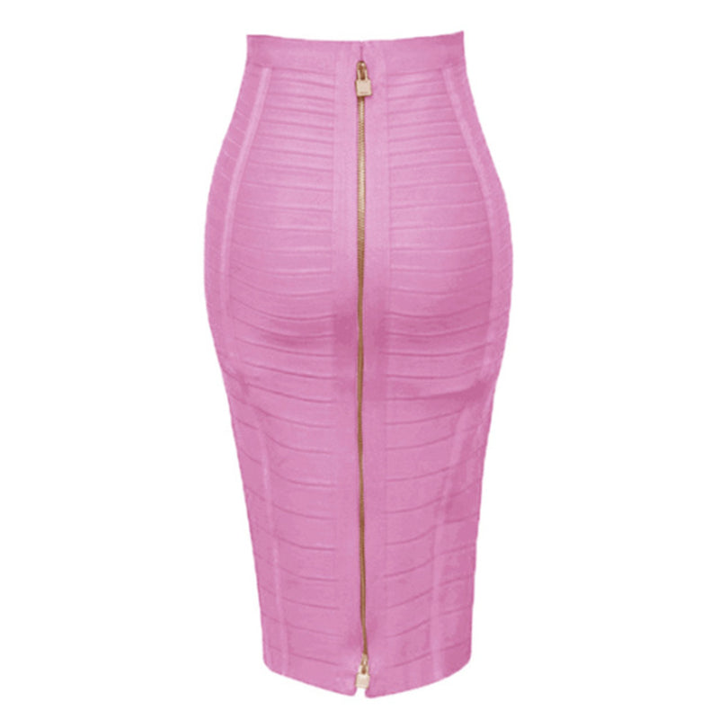 Solid Colors Zipper Bandage Women Skirts-Legletic
