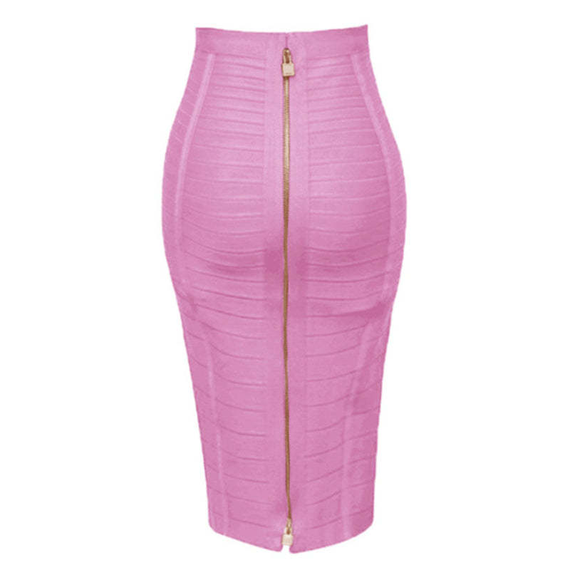 Solid Colors Zipper Bandage Women Skirts-Legletic