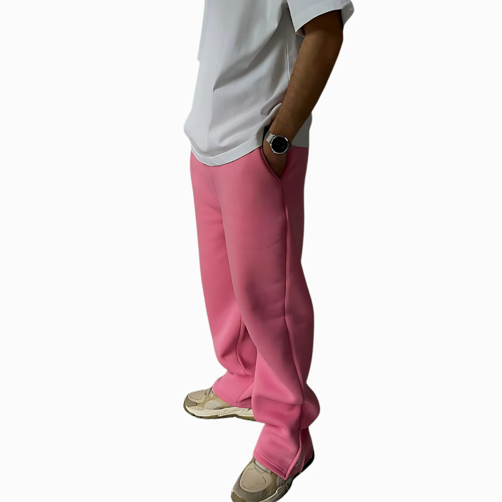 Straight Fleece Sweatpants With Zipper Detail-Legletic
