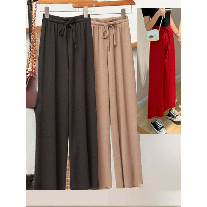 Women's 2 Pcs Ice Silk Ankle Length Summer Pants-Legletic