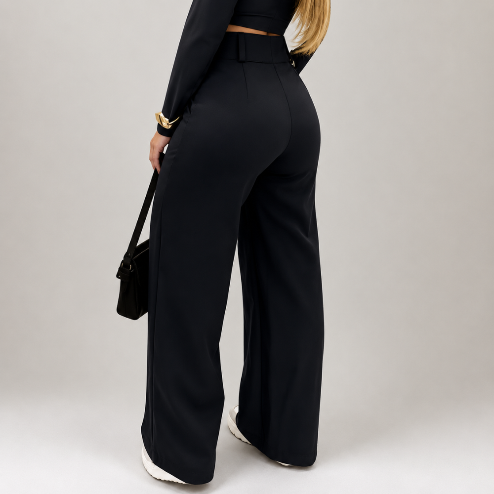 Wide Fit Office Trousers With Double Button For Women