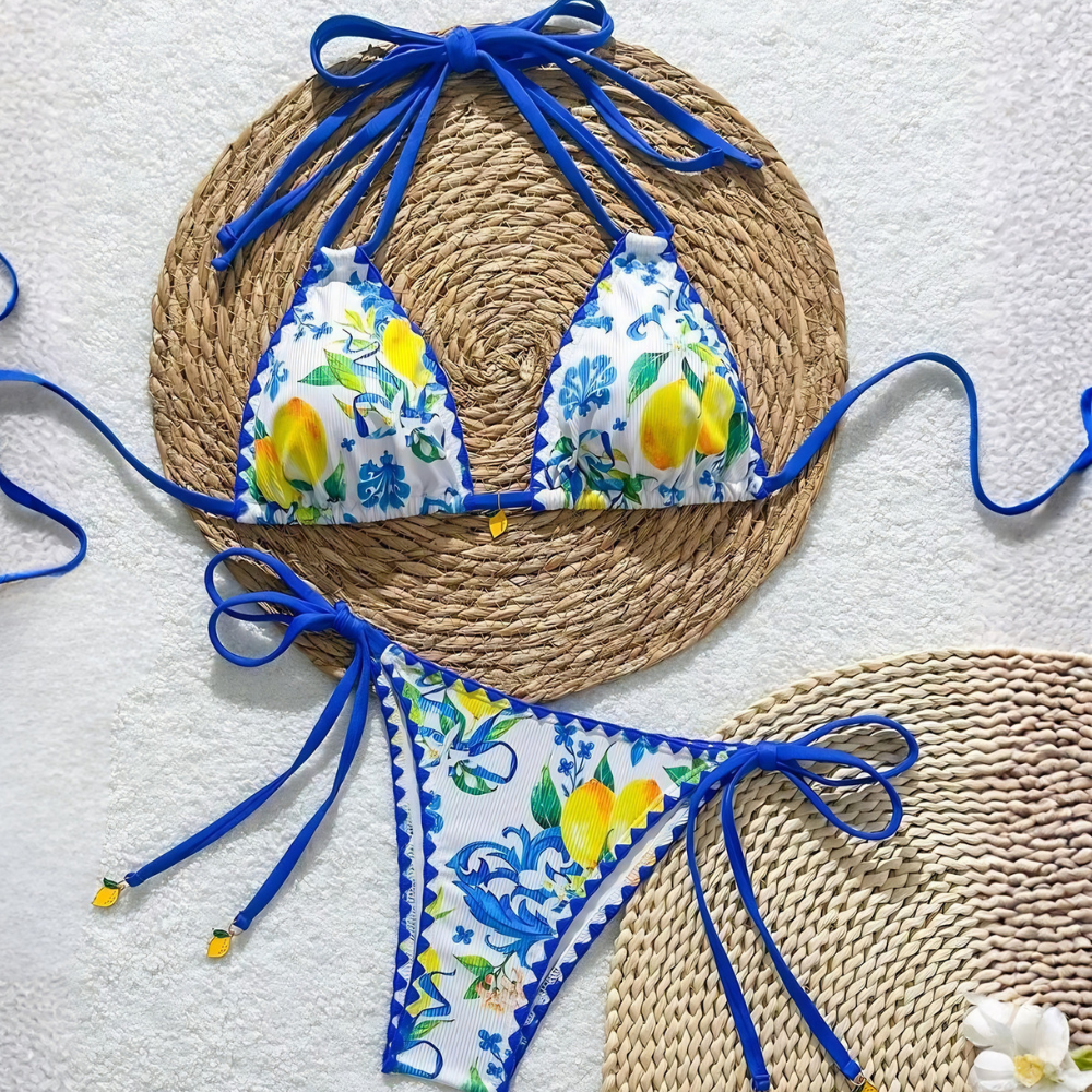 Beach Matching Swimwear Set With Tropical Print For Couples