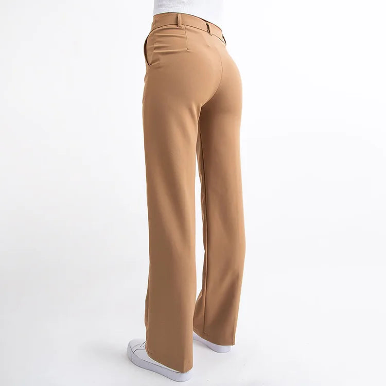 High Waisted Suit Pants With Straw Pleats-Legletic
