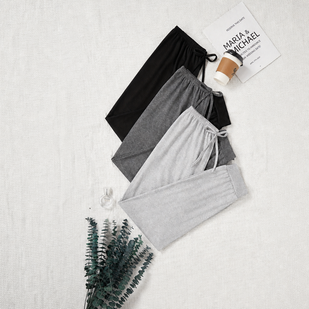 3 Pieces Casual Drawstring Pants For Women