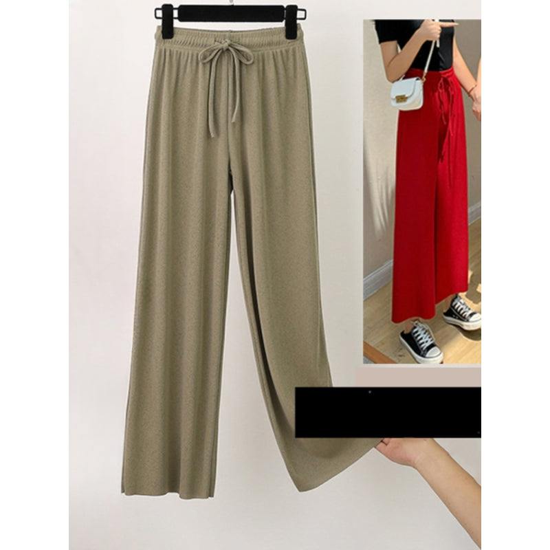 Women's Ice Silk Ankle Length Casual Summer Pants-Legletic