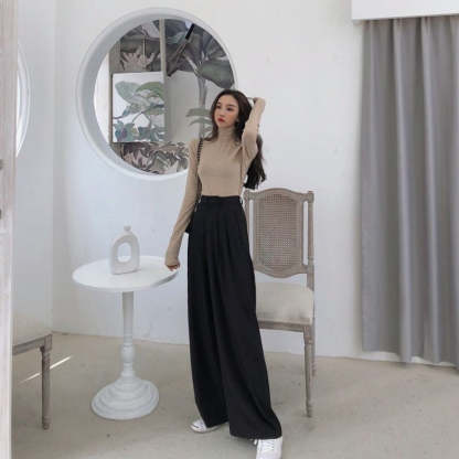 Female Solid Wide Leg Pants-Legletic