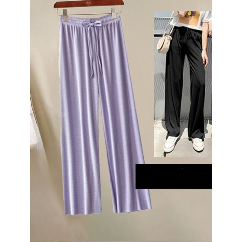 Women's Ice Silk Ankle Length Casual Summer Pants-Legletic