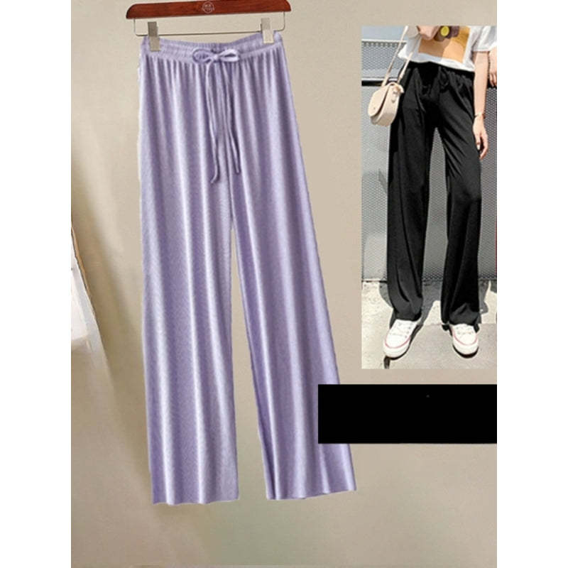 Women's Ice Silk Ankle Length Casual Summer Pants-Legletic