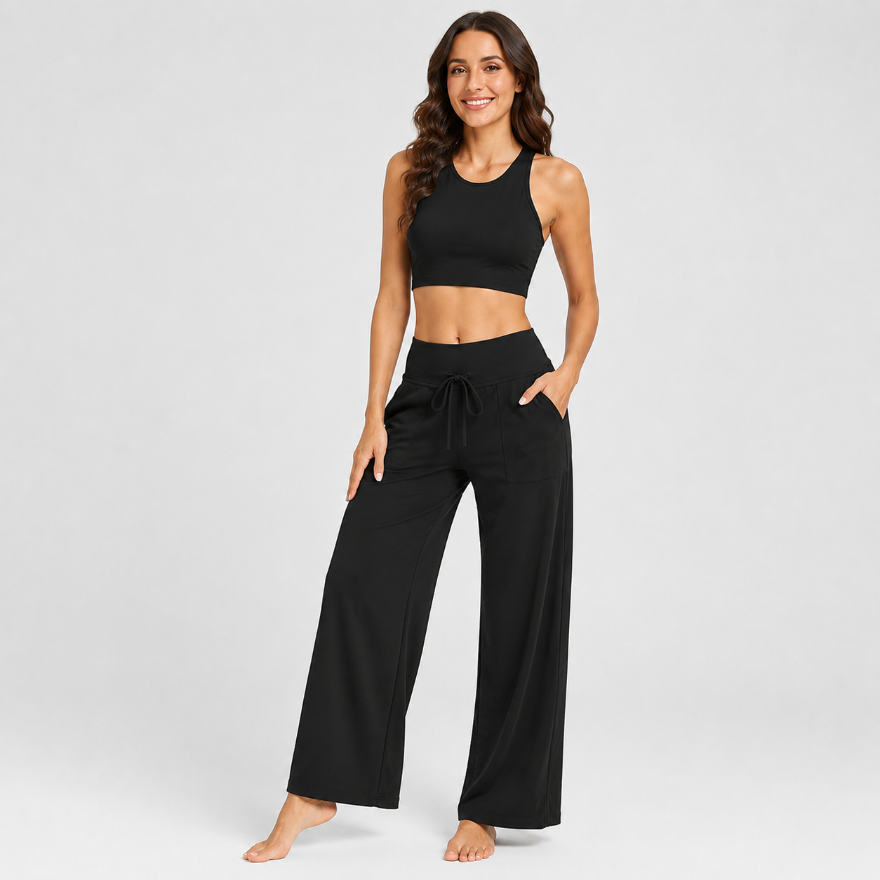 Pack Of 3 Palazzo Lounge Pants With Pockets For Women