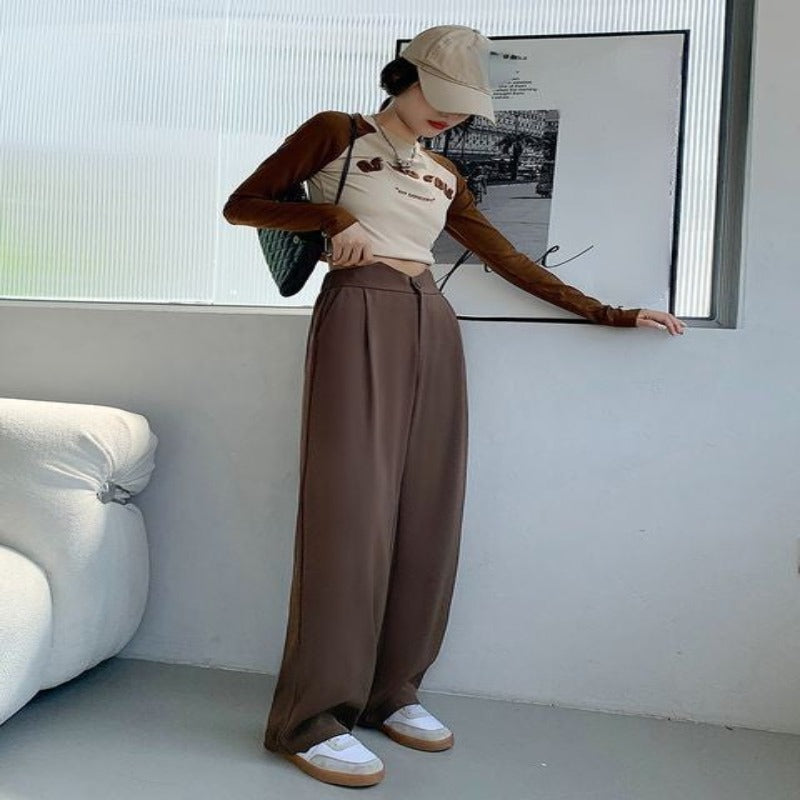 Casual Wide Leg Loose Fit High Waist Pants For Females-Legletic
