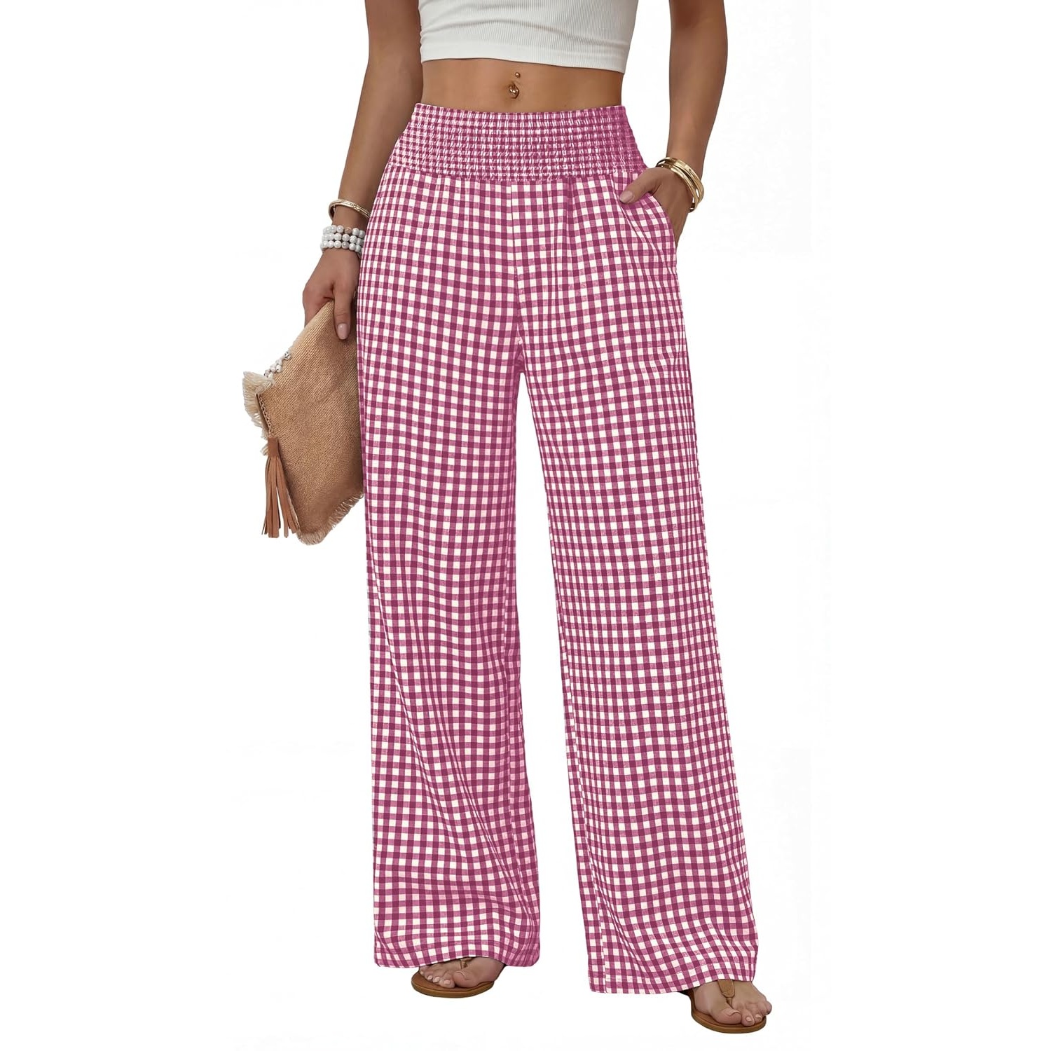 Casual Lounge Wide Flowy High Pants For Women