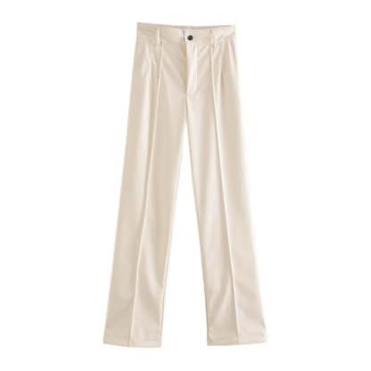 Vintage High Waist Faux Leather Straight Pants-Legletic
