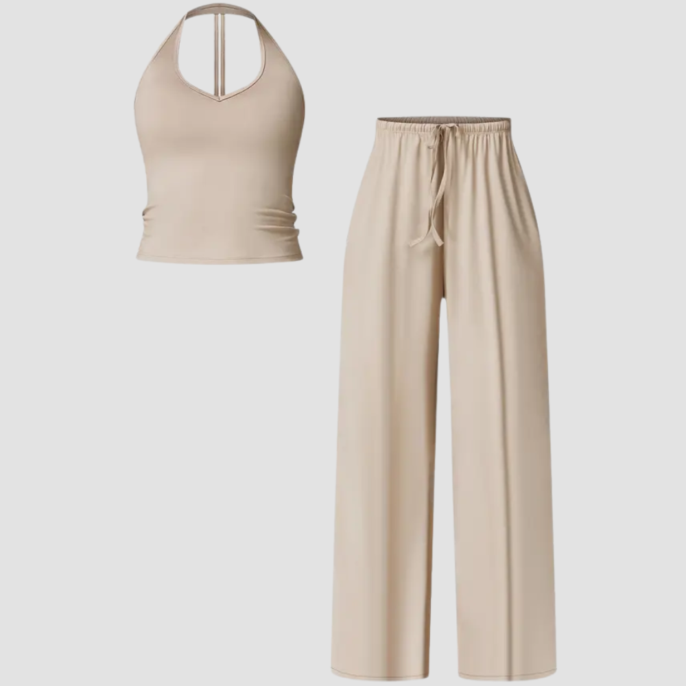 Womens Quick Dry Tank High Waisted Bell Bottom Set
