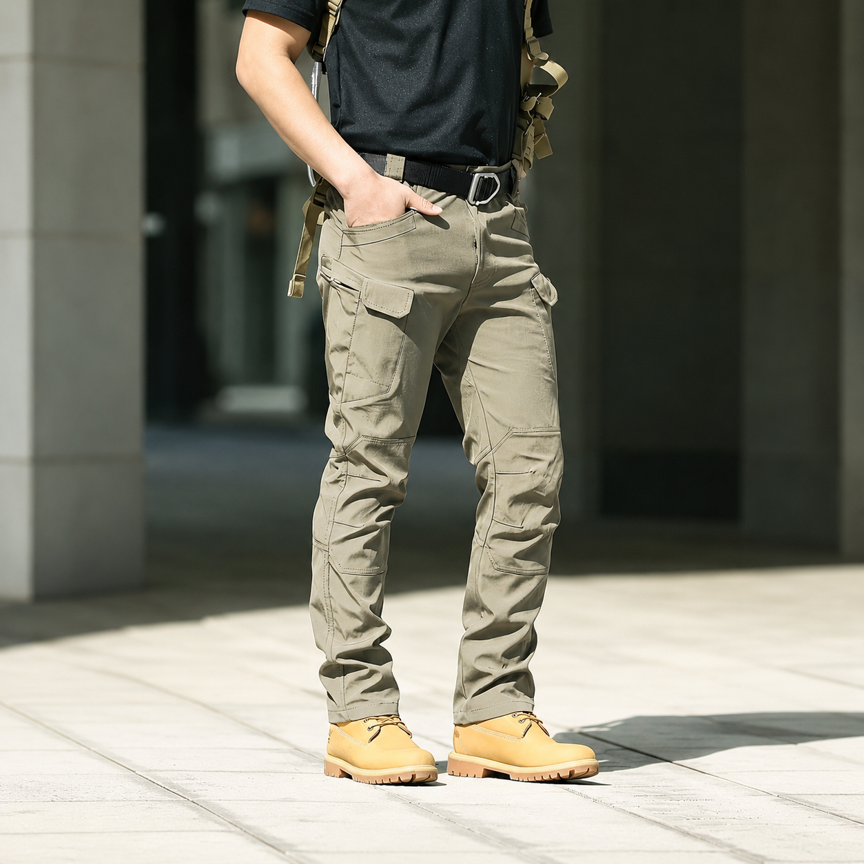 Stretch Cargo Work Pants With Multiple Pockets For Outdoor Men