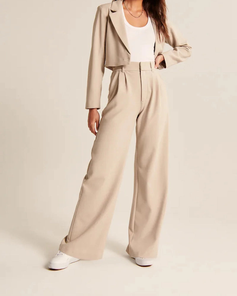 High Waist Tailored Wide Leg Pants-Legletic