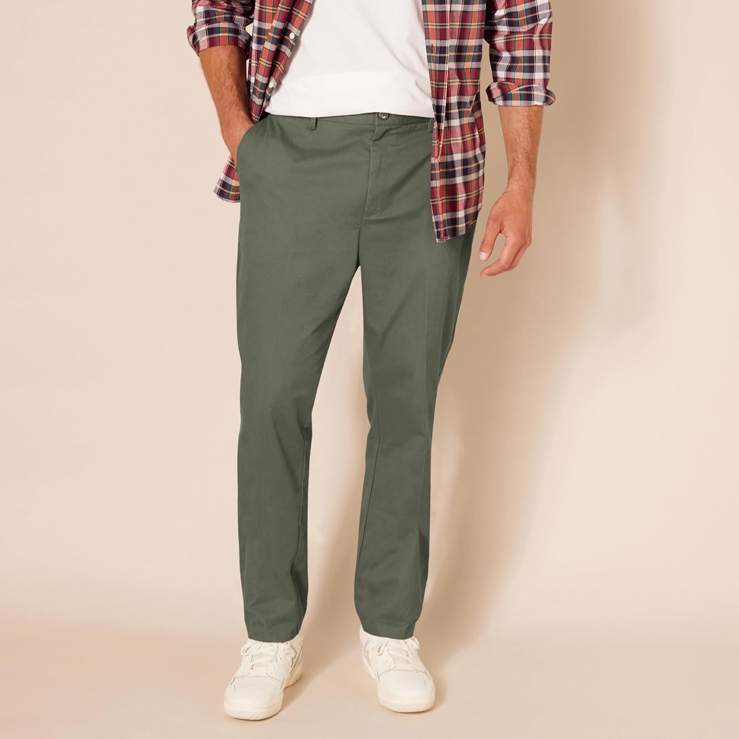Slim Fit Flat Front Chino Pants
