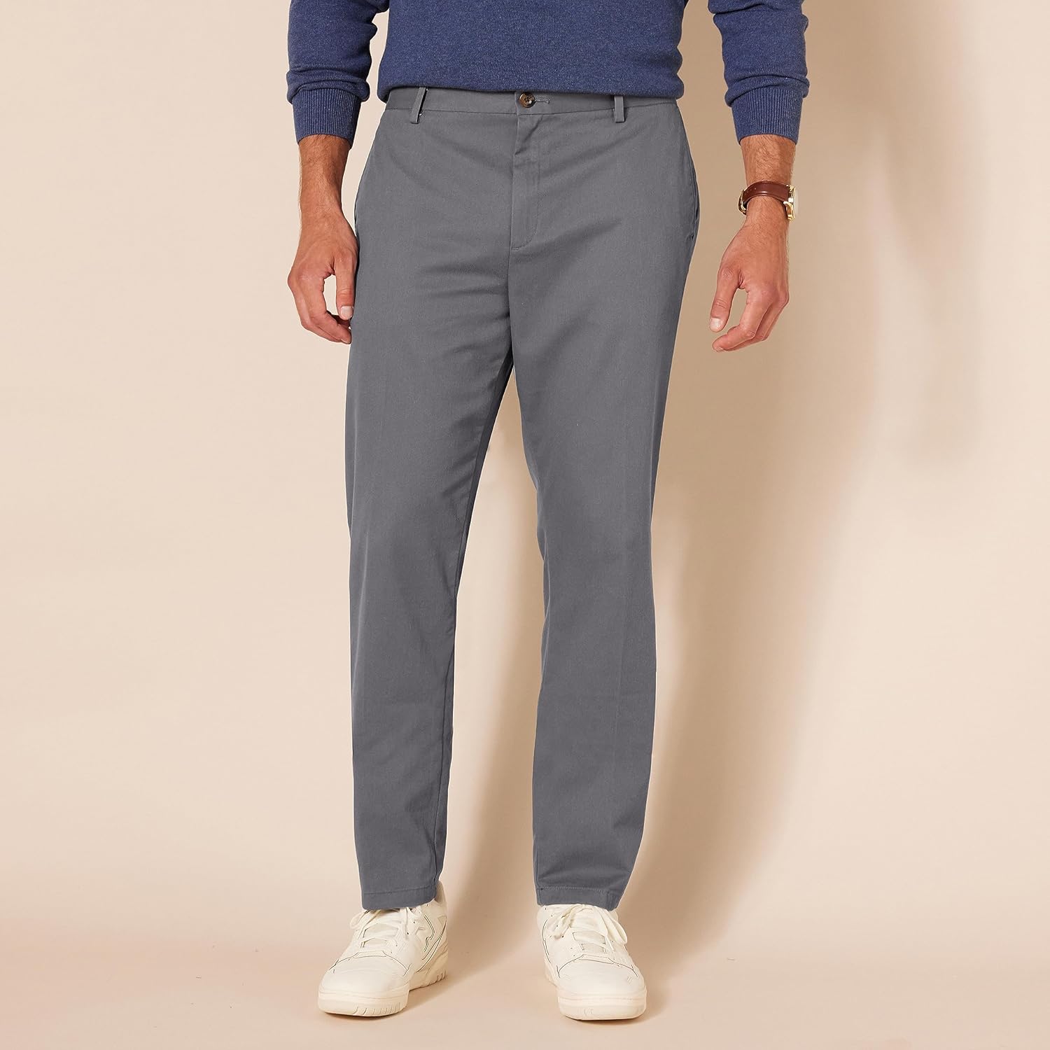 Slim Fit Flat Front Chino Pants