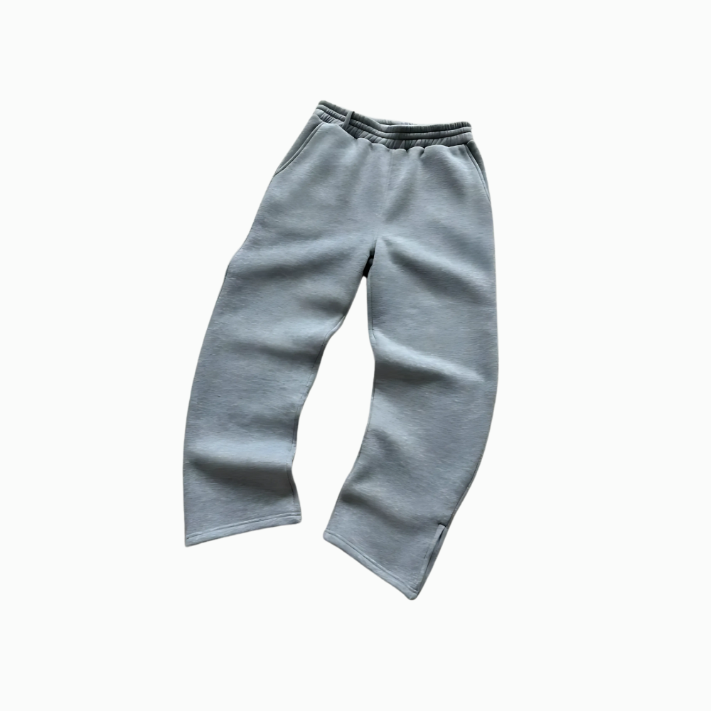 Straight Fleece Sweatpants With Zipper Detail-Legletic