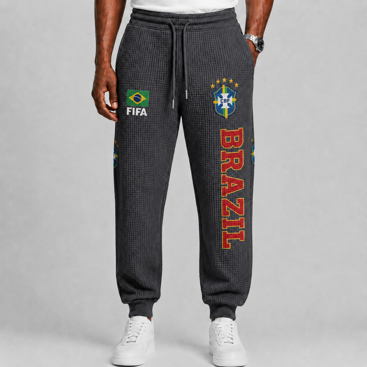 FIFA 2026 Brazil Printed Waffle Football Fan Pants