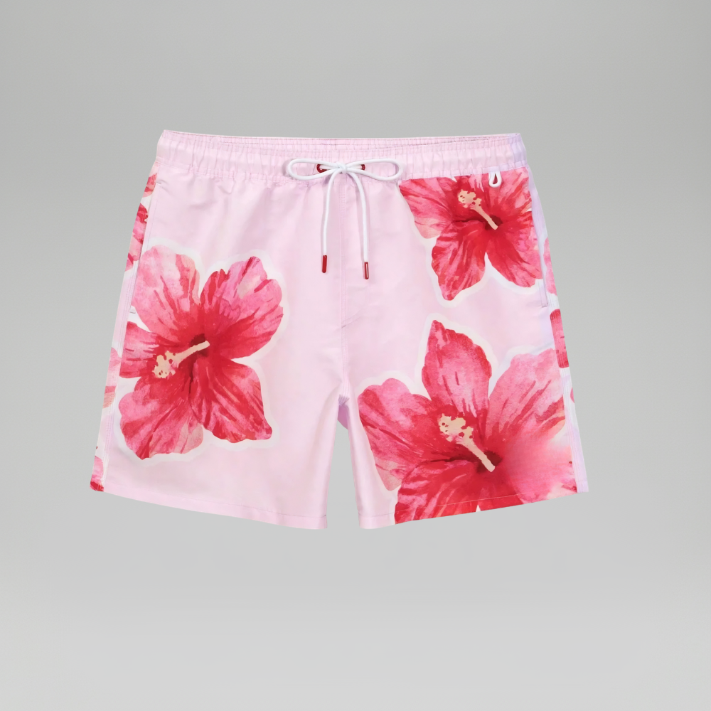 Beach Matching Swimwear Set With Tropical Print For Couples