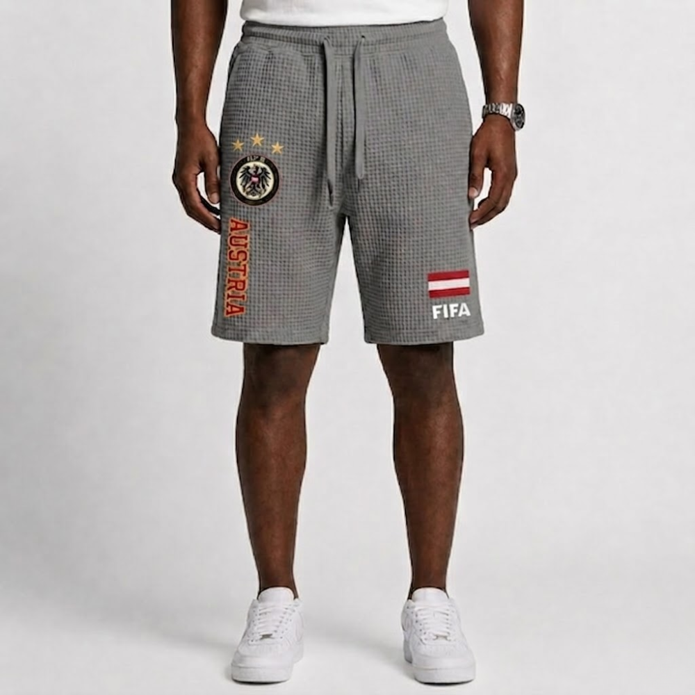 FIFA 2026 Austria Printed Waffle Football Fan Shorts