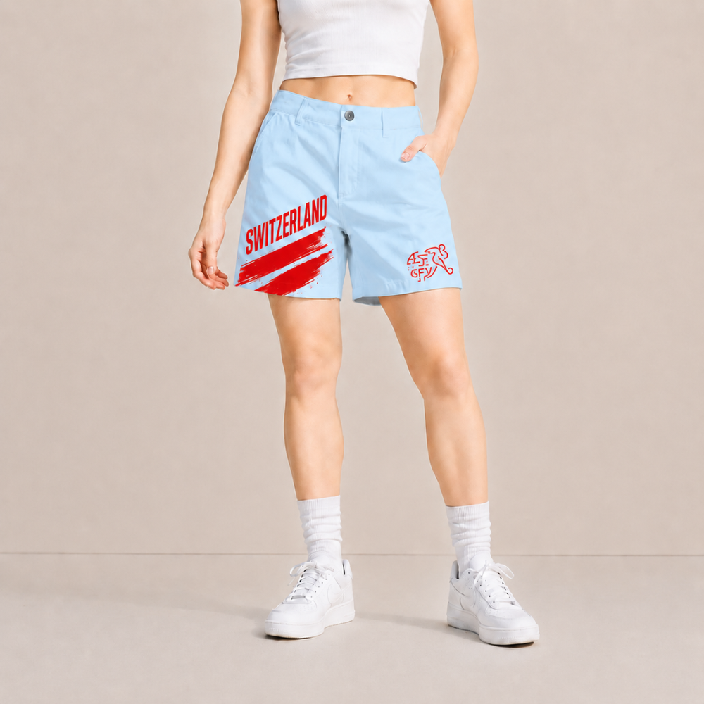 World Cup 2026 Switzerland Football Fan Printed Twill Shorts