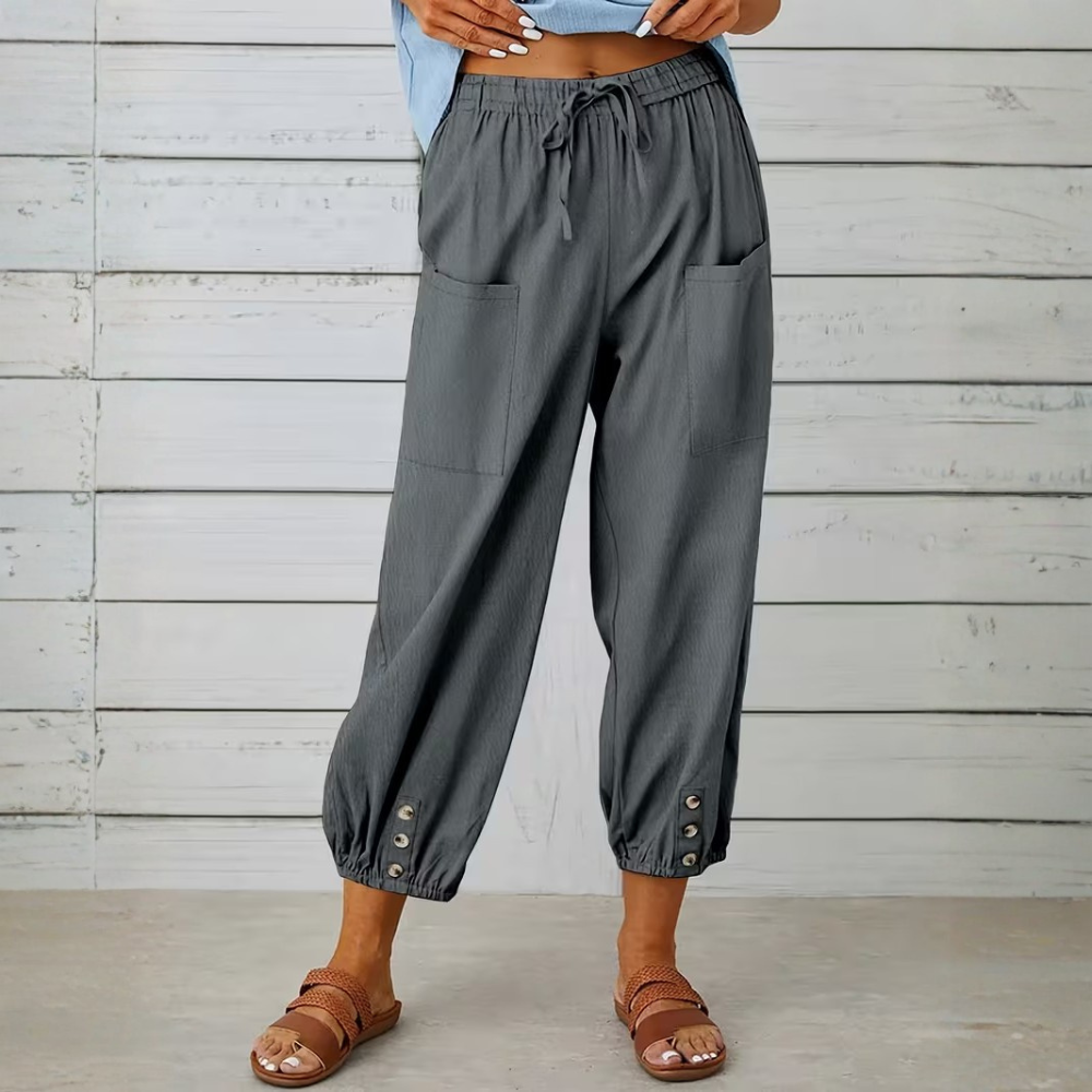 Casual Loose Drawstring Capri Pants For Women