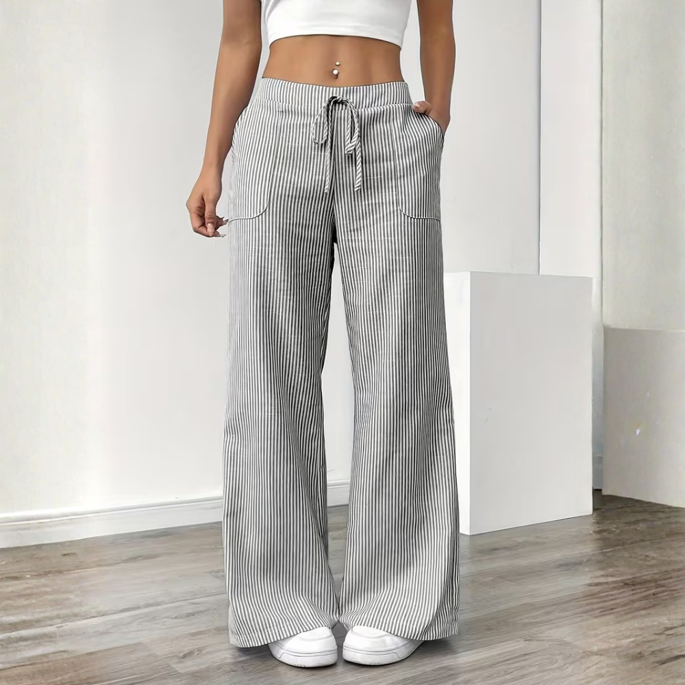 Elegant Casual Commuter Striped Loose Fit Pants For Women