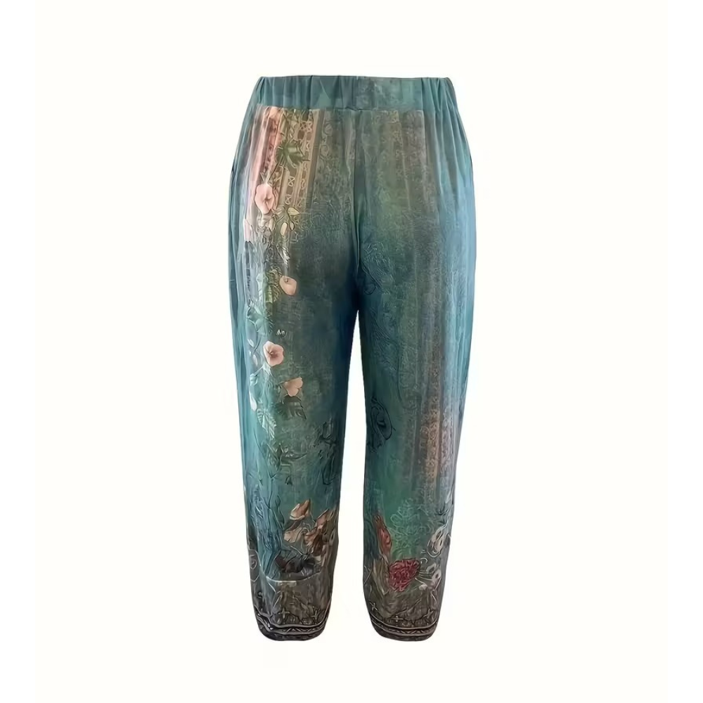 Vintage Themed Floral Capri Pants For Women