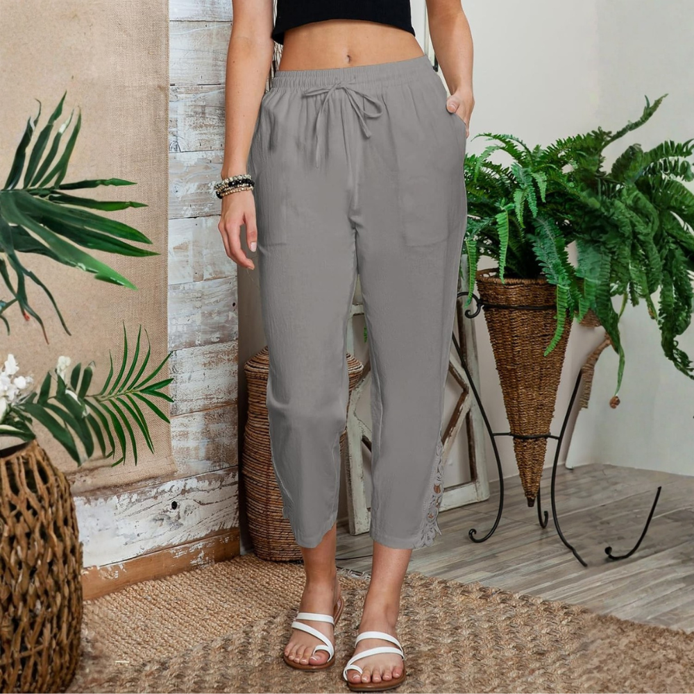 Casual Lightweight Drawstring Elastic Pants With Pockets