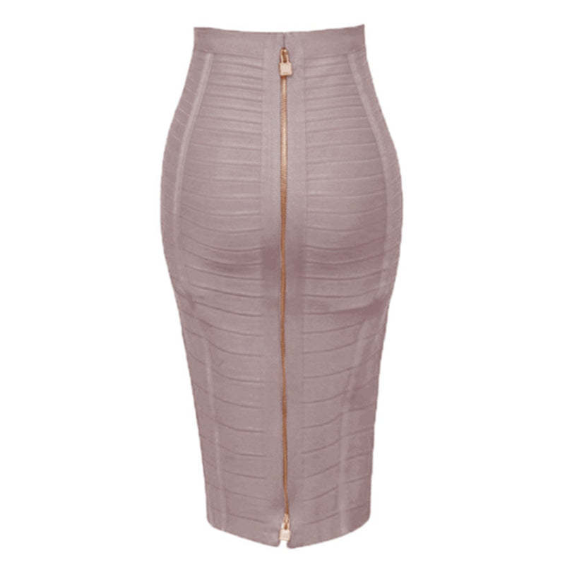 Solid Colors Zipper Bandage Women Skirts-Legletic