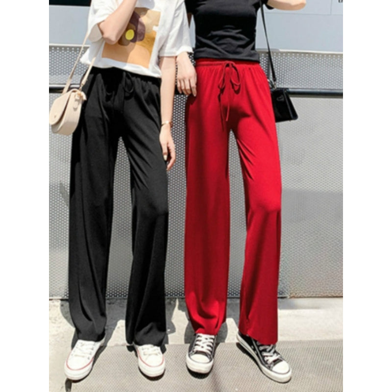 Women's 2 Pcs Ice Silk Ankle Length Summer Pants-Legletic