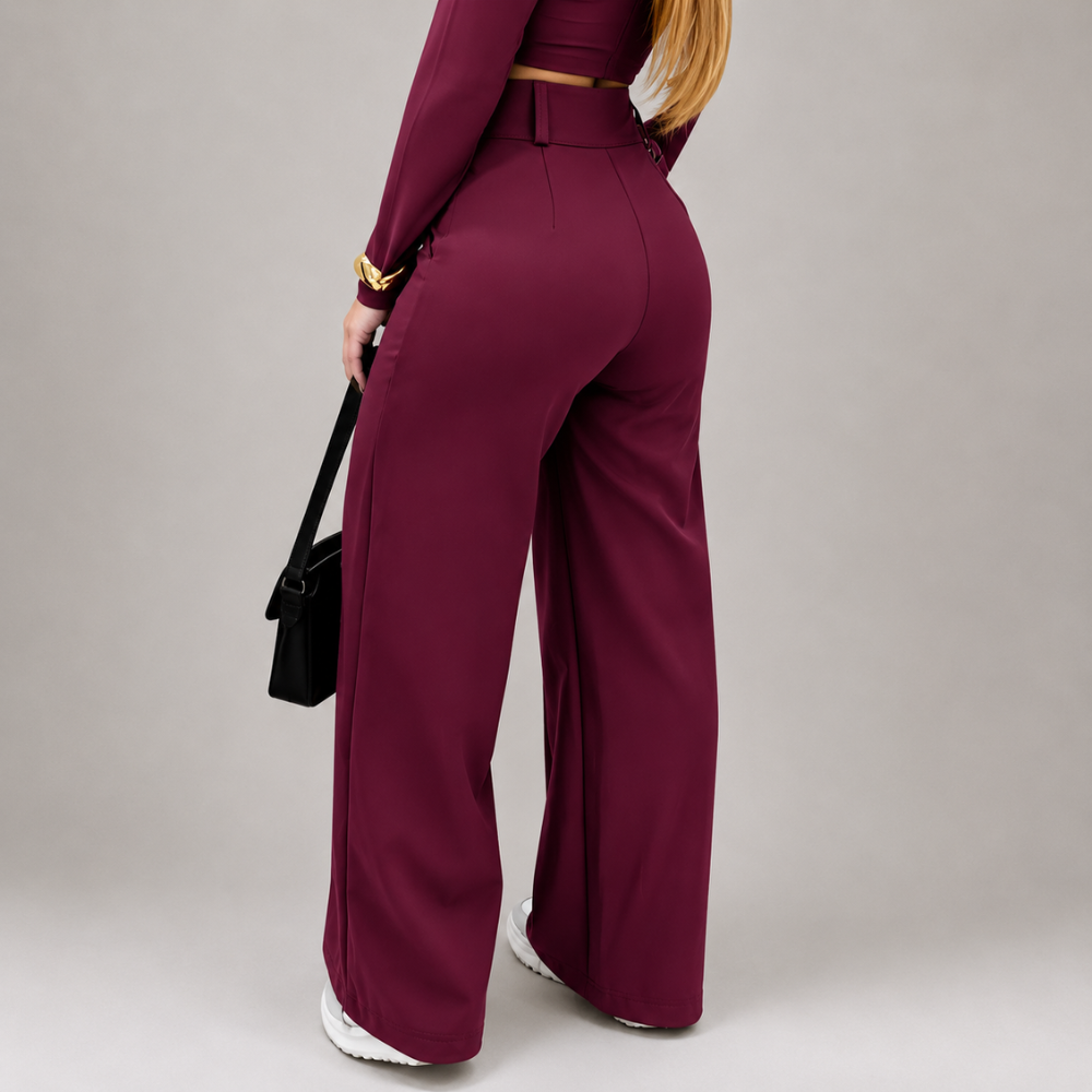 Wide Fit Office Trousers With Double Button For Women
