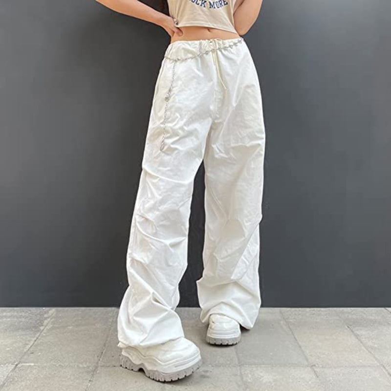 Women's Baggy Cargo Pants Wide Leg Hip Hop Casual Relaxed Fit Sweatpants Hipster Parachute Cargo Pants Y2K-Legletic