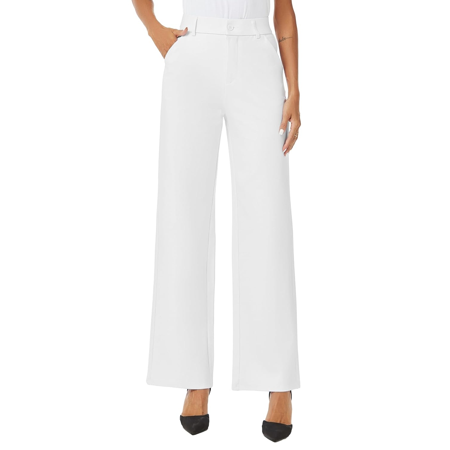 Casual Straight High Trousers With Pockets For Women