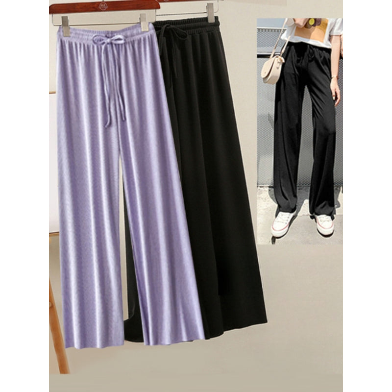 Women's 2 Pcs Ice Silk Ankle Length Summer Pants-Legletic