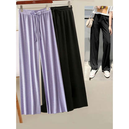 Women's 2 Pcs Ice Silk Ankle Length Summer Pants-Legletic