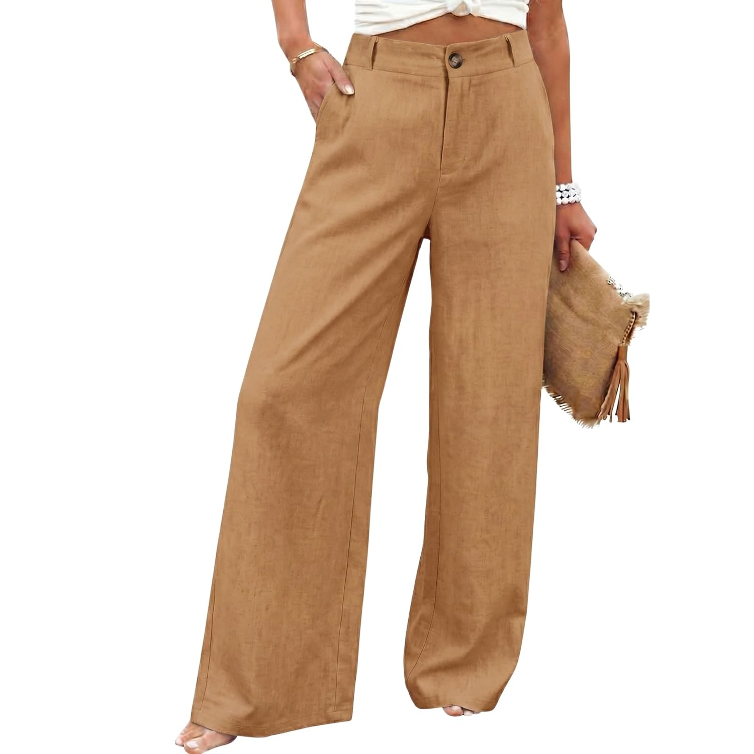 Casual Up Pants With Button For Women