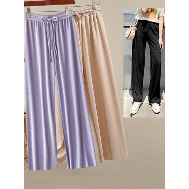 Women's 2 Pcs Ice Silk Ankle Length Summer Pants-Legletic