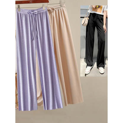 Women's 2 Pcs Ice Silk Ankle Length Summer Pants-Legletic
