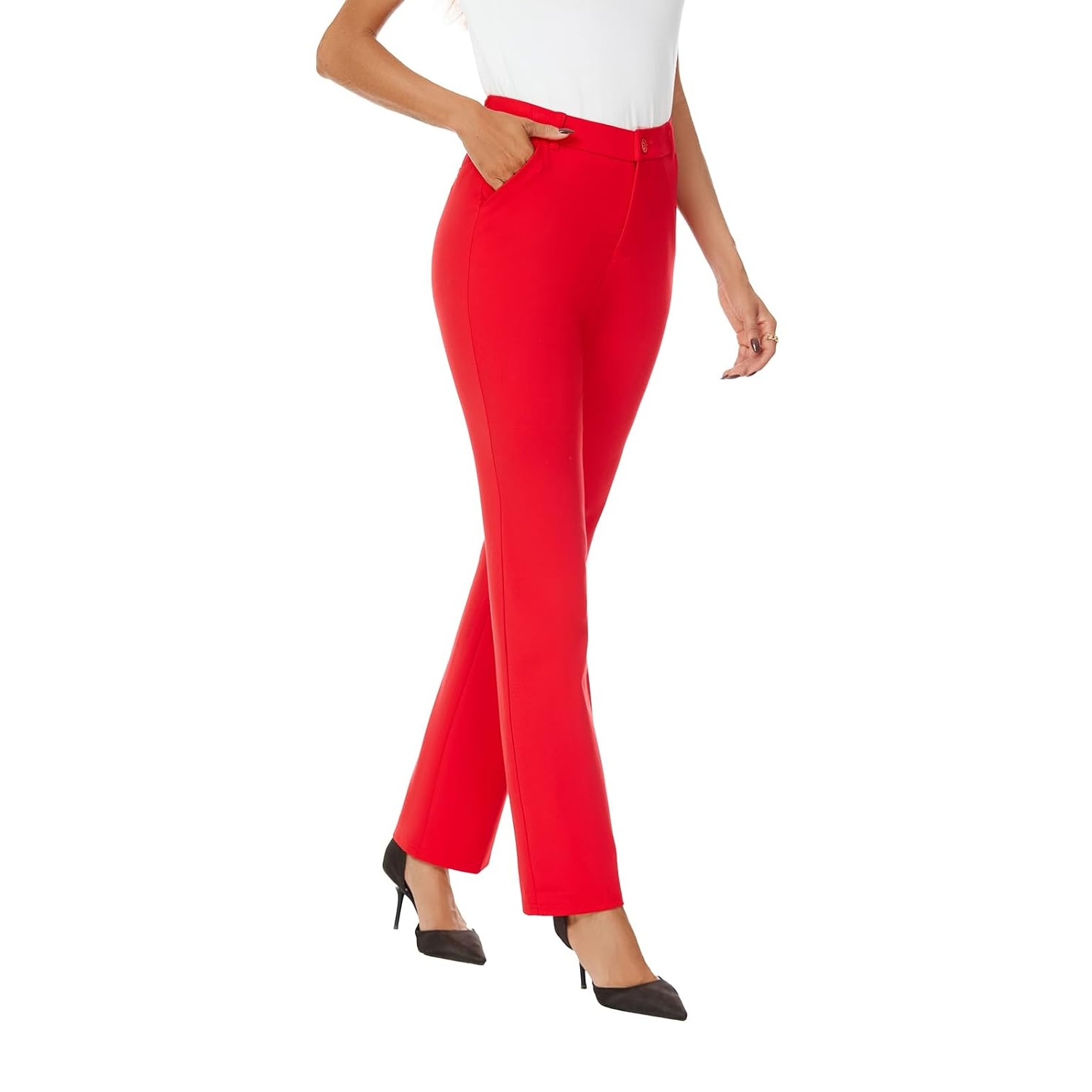 Stretchable Straight Solid Casual Pants