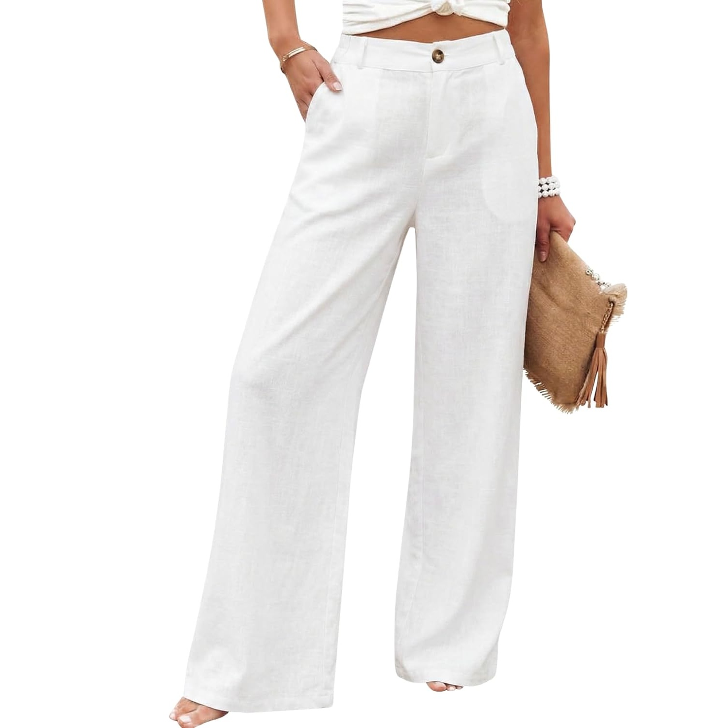 Casual Up Pants With Button For Women